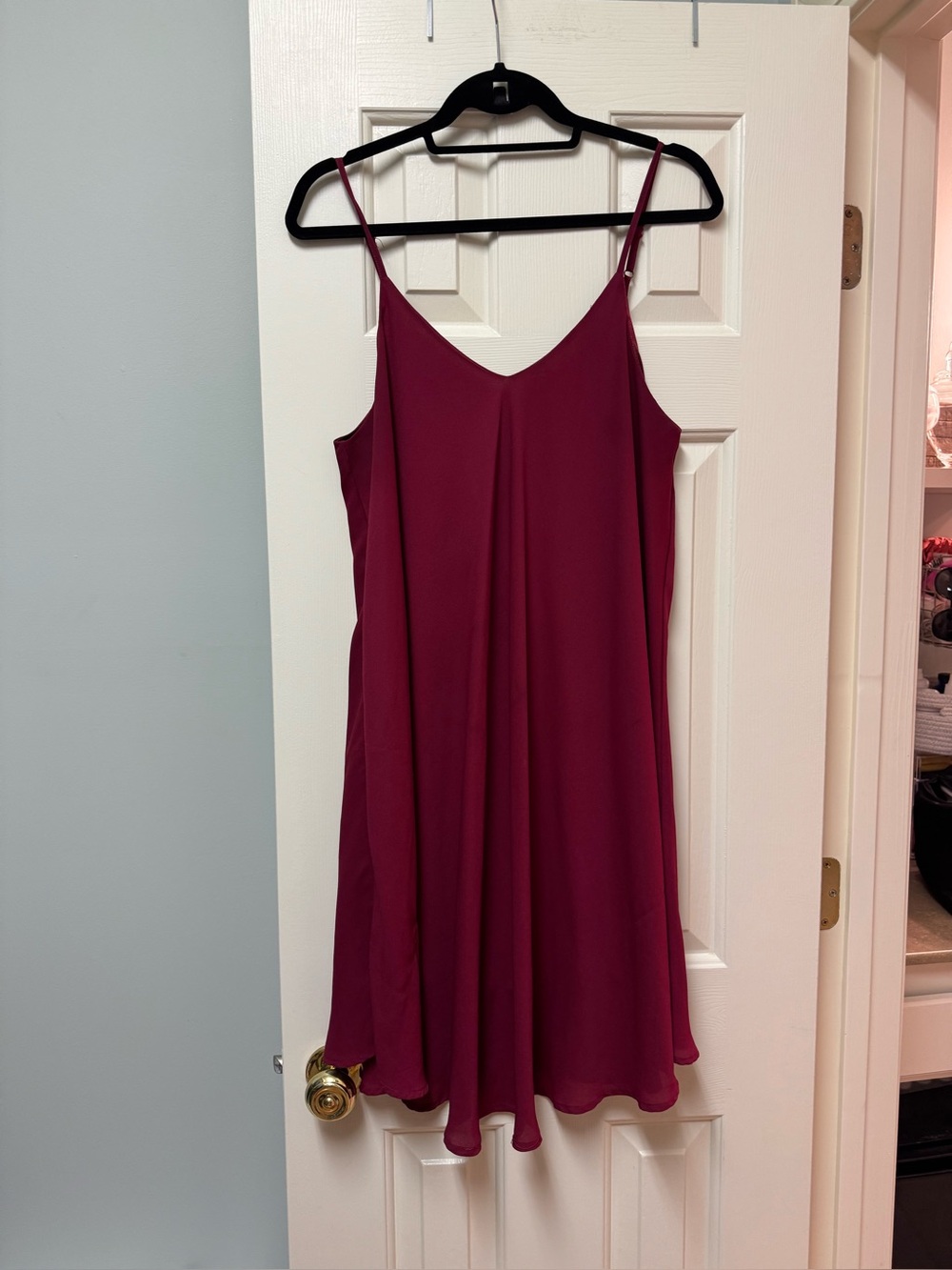 Women's Burgundy Spaghetti Strap Slip Dress